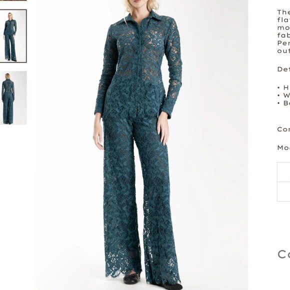 NWT Especia Lace Jade Foliage Maxi Pants for Women. Size Medium - Picture 6 of 6